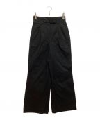 Mame Kurogouchiマメクロゴウチ）の古着「Cotton Chino Flared Wide Trousers / コットン チノ フレア ワイド トラウザー」｜ブラック