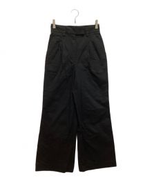 Mame Kurogouchi（マメクロゴウチ）の古着「Cotton Chino Flared Wide Trousers / コットン チノ フレア ワイド トラウザー」｜ブラック