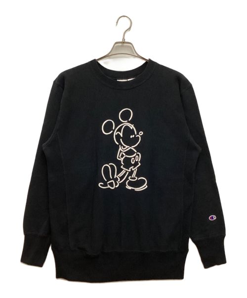 Champion REVERSE WEAVE（チャンピオンリバースウィーブ）Champion REVERSE WEAVE (チャンピオンリバースウィーブ) DISNEY (ディズニー) クルーネックスウェット　ミッキーマウス ブラック サイズ:X-LARGEの古着・服飾アイテム