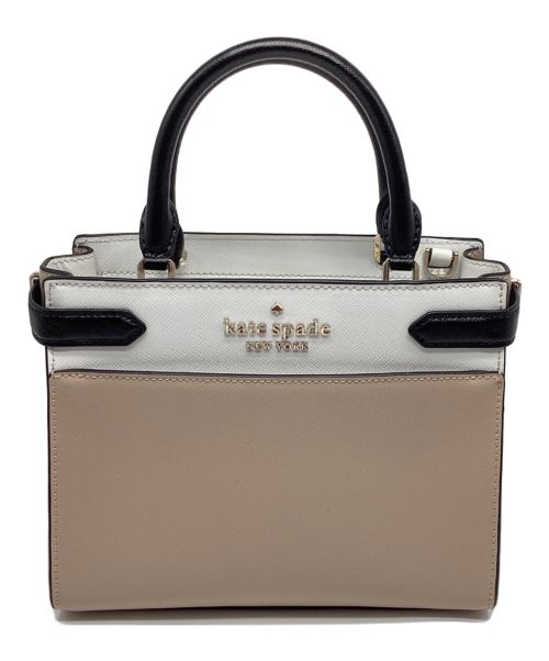 Kate Spade（ケイトスペード）Kate Spade (ケイトスペード) ステイシーカラーブロックスモールサッチェル　2WAY　ハンドバッグ　ショルダーバッグ ベージュの古着・服飾アイテム