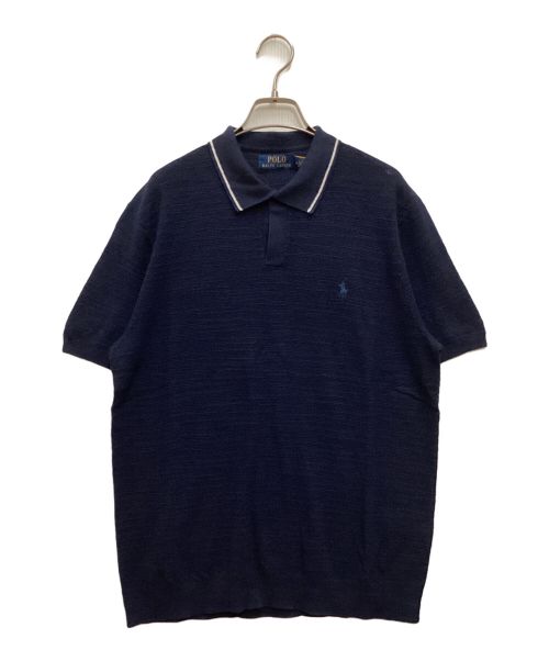 POLO RALPH LAUREN（ポロ・ラルフローレン）POLO RALPH LAUREN (ポロ・ラルフローレン) テクスチャードコットンリネンセーター ネイビー サイズ:Mの古着・服飾アイテム