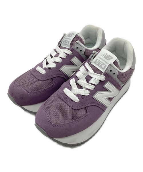 NEW BALANCE（ニューバランス）NEW BALANCE (ニューバランス) 厚底スニーカー 574 Plus パープル サイズ:24の古着・服飾アイテム