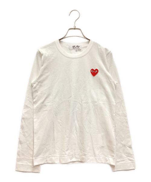 PLAY COMME des GARCONS（プレイ コムデギャルソン）PLAY COMME des GARCONS (プレイ コムデギャルソン) ハートワッペンL/STシャツ　クルーネック　コットン ホワイト サイズ:Mの古着・服飾アイテム