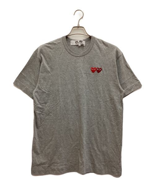 PLAY COMME des GARCONS（プレイ コムデギャルソン）PLAY COMME des GARCONS (プレイ コムデギャルソン) ハートワッペンTシャツ　ダブルハート　クルーネック　コットン グレー サイズ:XLの古着・服飾アイテム