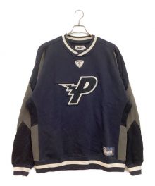 PALACE（パレス）の古着「ゲームシャツスウェット　Vネック　配色　ワッペン」｜ネイビー