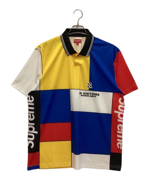 SUPREME（シュプリーム）Supreme (シュプリーム) Colorblocked Soccer Polo / カラーブロック サッカー ポロ イエロー×ブルー サイズ:Lの古着・服飾アイテム