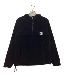 Carhartt WIP×POP TRADING COMPANY（カーハート×ポップトレーディングカンパニー）の古着「NIMBUS PULLOVER / ニンバスプルオーバー　ハーフジップ　フーディ　コーデュロイ」｜ブラック