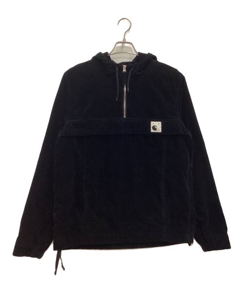 Carhartt WIP（カーハート）CARHARTT WIP (カーハート) POP TRADING COMPANY (ポップトレーディングカンパニー) NIMBUS PULLOVER / ニンバスプルオーバー　ハーフジップ　フーディ　コーデュロイ ブラック サイズ:Sの古着・服飾アイテム