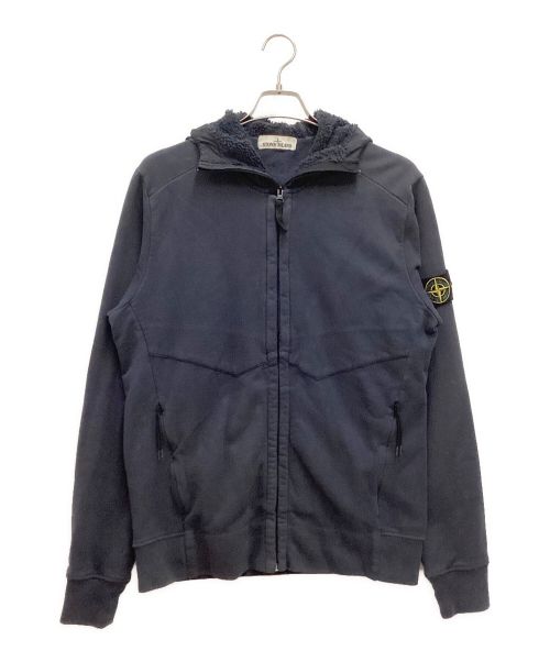 STONE ISLAND（ストーンアイランド）STONE ISLAND (ストーンアイランド) Lime Nylon Metal Zipped Hoodie / ライム ナイロン メタル ジップド フーディ ネイビー サイズ:Lの古着・服飾アイテム