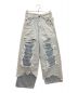 amok（アモク）の古着「Damage Layered Denim Pants / ダメージ レイヤード デニムパンツ」｜ブルー