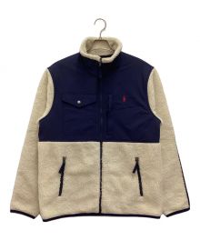 POLO RALPH LAUREN（ポロ・ラルフローレン）の古着「ボアジャケット　ナイロン切替　フルジップ　スタンドカラー」｜ホワイト