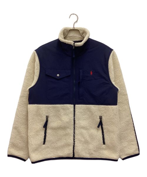 POLO RALPH LAUREN（ポロ・ラルフローレン）POLO RALPH LAUREN (ポロ・ラルフローレン) ボアジャケット　ナイロン切替　フルジップ　スタンドカラー ホワイト サイズ:Mの古着・服飾アイテム