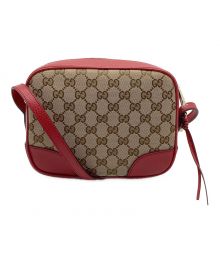 GUCCI（グッチ）の古着「ショルダーバッグ　GG　キャンバス」｜ベージュ×レッド