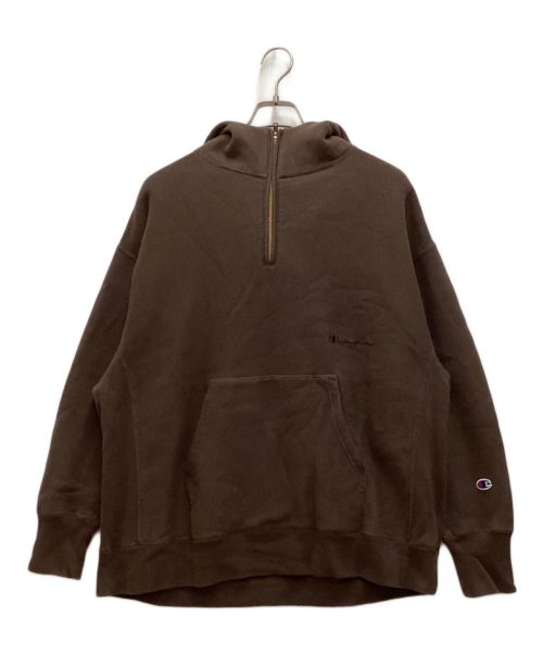 Champion（チャンピオン）Champion (チャンピオン) 別注リバースウィーブハーフジップパーカー　REVERSE WEAVE ブラウン サイズ:Mの古着・服飾アイテム