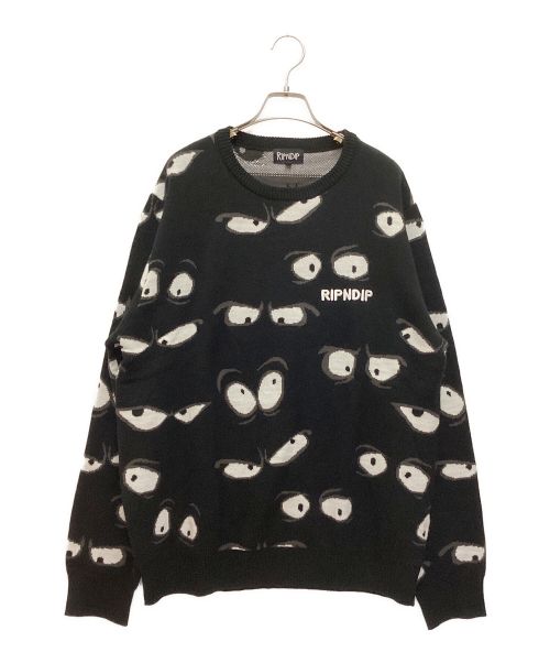 RIPNDIP（リップンディップ）RIPNDIP (リップンディップ) Black Eyeニット　総柄　セーター ブラック サイズ:Lの古着・服飾アイテム