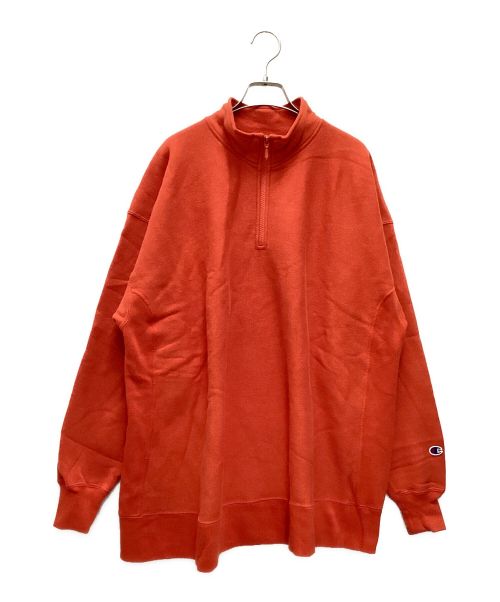 Champion REVERSE WEAVE（チャンピオンリバースウィーブ）Champion REVERSE WEAVE (チャンピオンリバースウィーブ) ハーフジップスウェット　青単復刻 オレンジ サイズ:Mの古着・服飾アイテム