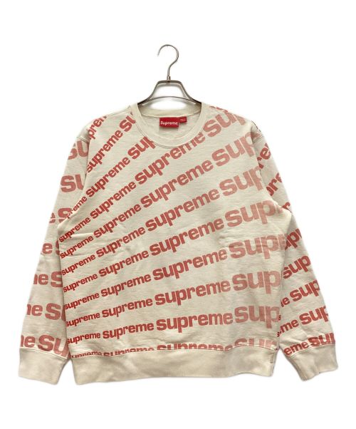 SUPREME（シュプリーム）Supreme (シュプリーム) Radial Crewneck / ラジアル クルーネック スウェット ロゴ総柄 アイボリー サイズ:Mの古着・服飾アイテム