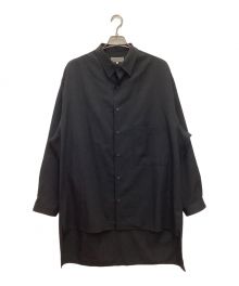 Yohji Yamamoto pour homme（ヨウジヤマモト プールオム）の古着「シワギャバ前後段違いブラウス　ウール」｜ブラック