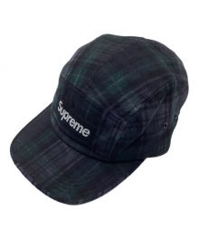 SUPREME（シュプリーム）の古着「Box Logo Plaid Camp Cap / ボックスロゴ プレイド キャンプ キャップ USA製」｜グリーン×ブラック