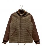 DUFFER×Harris Tweedダファー×ハリスツイード）の古着「スタジャン　レザー　チェック」｜ブラウン