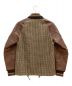 DUFFER (ダファー) Harris Tweed (ハリスツイード) スタジャン　レザー　チェック ブラウン サイズ:L：7000円