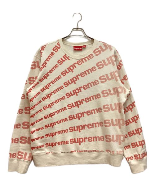 SUPREME（シュプリーム）SUPREME (シュプリーム) Radial Crewneck / ラジアル クルーネック スウェット ロゴ総柄 アイボリー サイズ:Mediumの古着・服飾アイテム