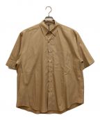 AURALEEオーラリー）の古着「WASHED FINX TWILL BIG HALF SLEEVED SHIRT / ウォッシュド フィンクス ツイル ビッグ ハーフスリーブ シャツ」｜ベージュ