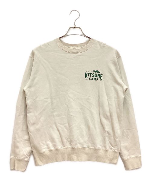 maison kitsune（メゾンキツネ）maison kitsune (メゾンキツネ) CAMP SWEAT SHIRT / キャンプ スウェット シャツ ベージュ サイズ:Sの古着・服飾アイテム