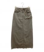 GOOD GRIEF!グッドグリーフ）の古着「CUT OFF HEM DENIM LONG SKIRT / カットオフ ヘム デニム ロングスカート　L'appartement」｜ブラック