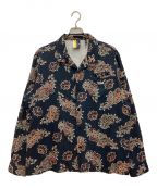 KITHキス）の古着「L/S Thompson Printed Camp Collar Silk Cotton Shirt / ロングスリーブ トンプソン プリント キャンプ カラー シルク コットン シャツ」｜ネイビー