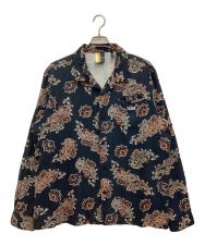 KITH (キス) L/S Thompson Printed Camp Collar Silk Cotton Shirt / ロングスリーブ トンプソン プリント キャンプ カラー シルク コットン シャツ ネイビー サイズ:XL