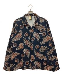 KITH（キス）の古着「L/S Thompson Printed Camp Collar Silk Cotton Shirt / ロングスリーブ トンプソン プリント キャンプ カラー シルク コットン シャツ」｜ネイビー