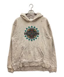 ALCHEMIST×GUESS（アルケミスト×ゲス）の古着「ダメージ加工プリントパーカー　プルオーバー　USA製」｜ベージュ