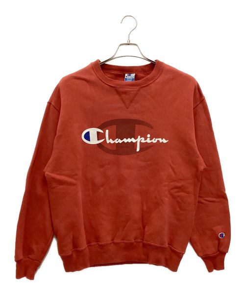 Champion（チャンピオン）Champion (チャンピオン) 90Sロゴプリントスウェット　青刺繍タグ後期　USA製 オレンジ サイズ:MEDIUMの古着・服飾アイテム