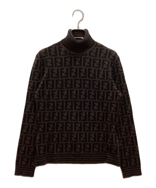 FENDI（フェンディ）FENDI (フェンディ) ハイネック タートルネックニット ズッカ柄 ウール ブラウン サイズ:42の古着・服飾アイテム