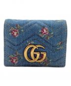 GUCCIグッチ）の古着「デニム2つ折財布　GGマーモント」｜ブルー