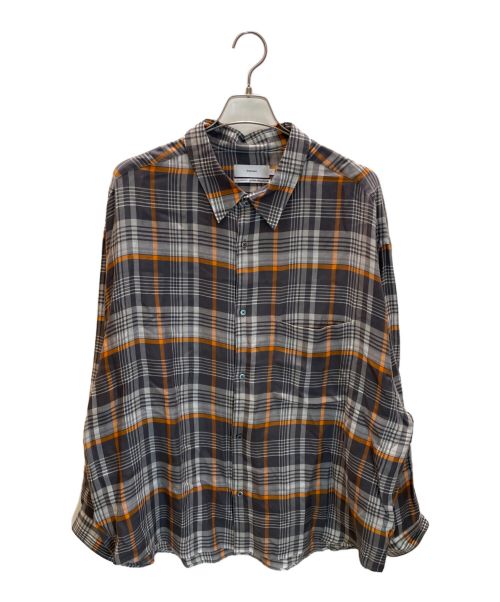 Graphpaper（グラフペーパー）Graphpaper (グラフペーパー) Tencel Check Regular Collar Big Shirt/テンセルチェックレギュラーカラービッグシャツ グレー サイズ:SIZE Freeの古着・服飾アイテム