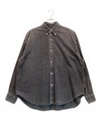 H BEAUTY&YOUTHエイチ ビューティー&ユース）の古着「BLACK DENIM BIG BD SHIRT / ブラック デニム ビッグ ボタンダウンシャツ　ダメージ加工」｜ブラック