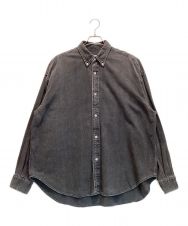 H BEAUTY&YOUTH (エイチ ビューティー&ユース) BLACK DENIM BIG BD SHIRT / ブラック デニム ビッグ ボタンダウンシャツ　ダメージ加工 ブラック サイズ:LARGE