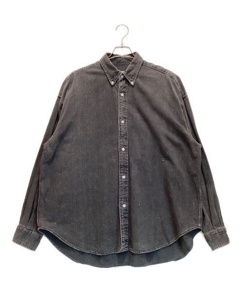 H BEAUTY&YOUTH（エイチ ビューティー&ユース）H BEAUTY&YOUTH (エイチ ビューティー&ユース) BLACK DENIM BIG BD SHIRT / ブラック デニム ビッグ ボタンダウンシャツ　ダメージ加工 ブラック サイズ:LARGEの古着・服飾アイテム