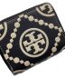 中古・古着 TORY BURCH (トリーバーチ) ミニウォレット　2つ折り財布　総柄 ブラック：7000円