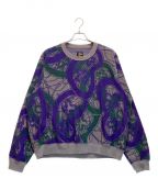 Needlesニードルズ）の古着「Crew Sweat Shirt - Papillon Pile Jq / クルー スウェットシャツ パピヨン パイル ジャガード」｜パープル