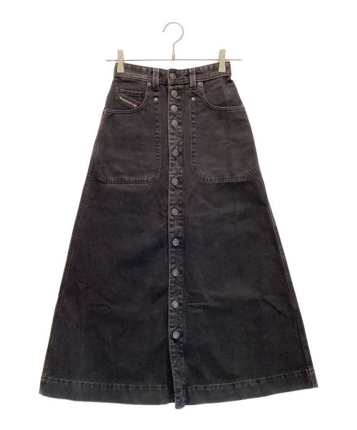 DIESEL（ディーゼル）DIESEL (ディーゼル) デニムロングスカート　DE-ALBUS-L A-LINE LONG SKIRT ブラック サイズ:W23の古着・服飾アイテム