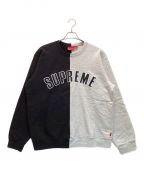 SUPREMEシュプリーム）の古着「Split Crewneck Sweatshirt / スプリットクルーネックスウェットシャツ」｜ブラック×グレー