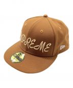 New Era×SUPREMEニューエラ×シュプリーム）の古着「SCRIPT ベースボールキャップ」｜ベージュ