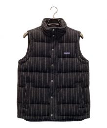 Patagonia（パタゴニア）の古着「QUILT AGAIN VEST / キルト アゲイン ベスト　ダウンベスト　ストライプ　ウール」｜ブラック