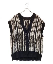 rito structure（リト ストラクチャー）の古着「INLAY KNIT VEST / インレイニットベスト」｜ホワイト×ブラック