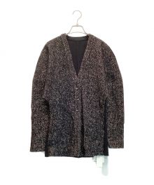 AKIRA NAKA（アキラナカ）の古着「Philine combi tex cardigan / ツイード切替カーディガン」｜ブラック