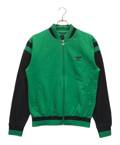 adidas（アディダス）adidas (アディダス) 古着トラックジャケット　00S　万国旗タグ グリーン×ブラック サイズ:Oの古着・服飾アイテム