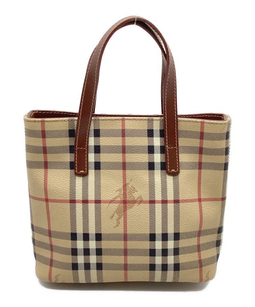 BURBERRY LONDON（バーバリーロンドン）BURBERRY LONDON (バーバリーロンドン) シャドーホースミニトートバッグ　ハンドバッグ　ノバチェック ベージュの古着・服飾アイテム